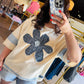 Denim Daisy Patch Terry Top