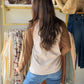 Brown Pinstripe Baseball Sleeve Sweater