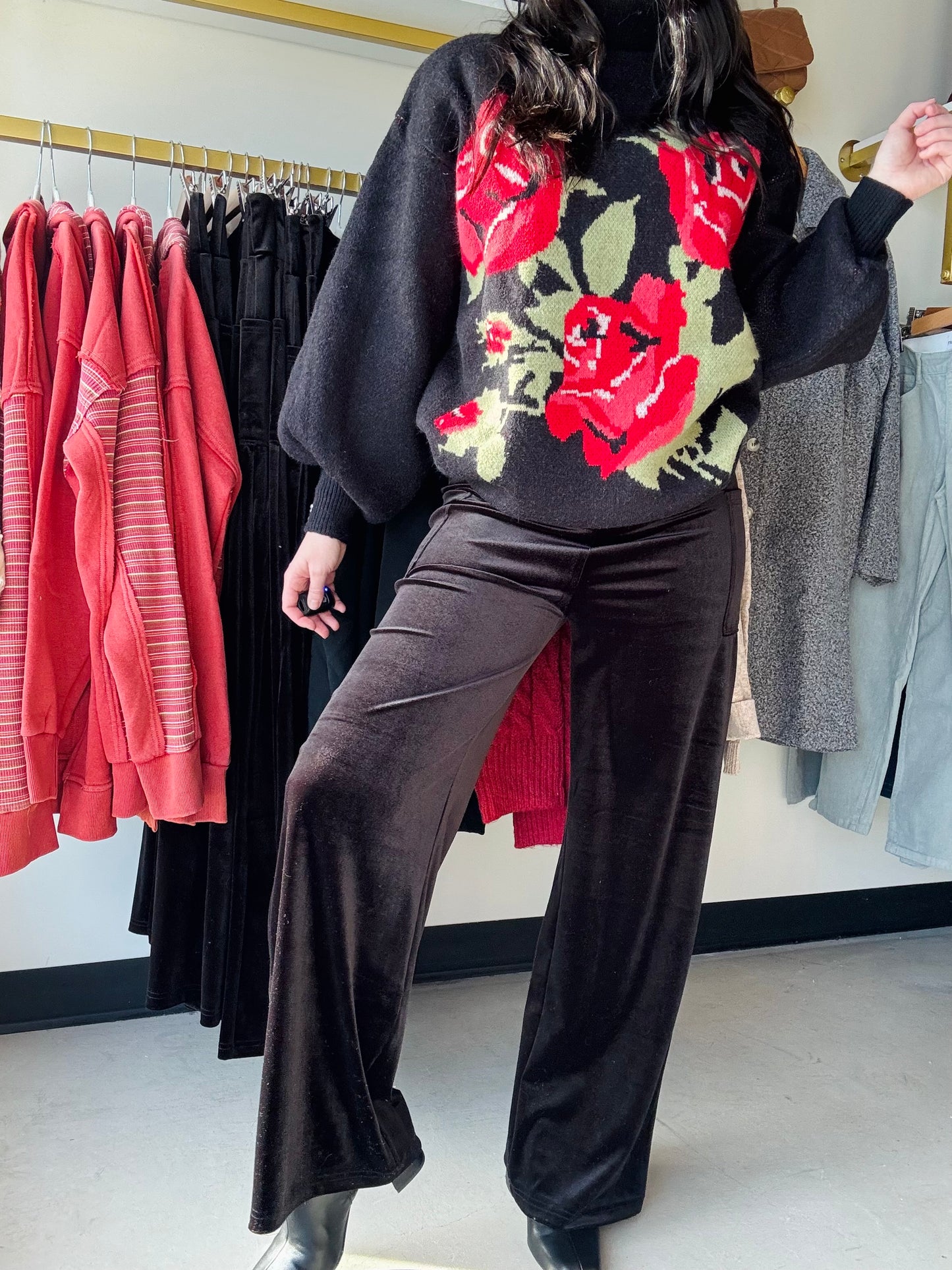 Regina Velvet Wide Leg Pants