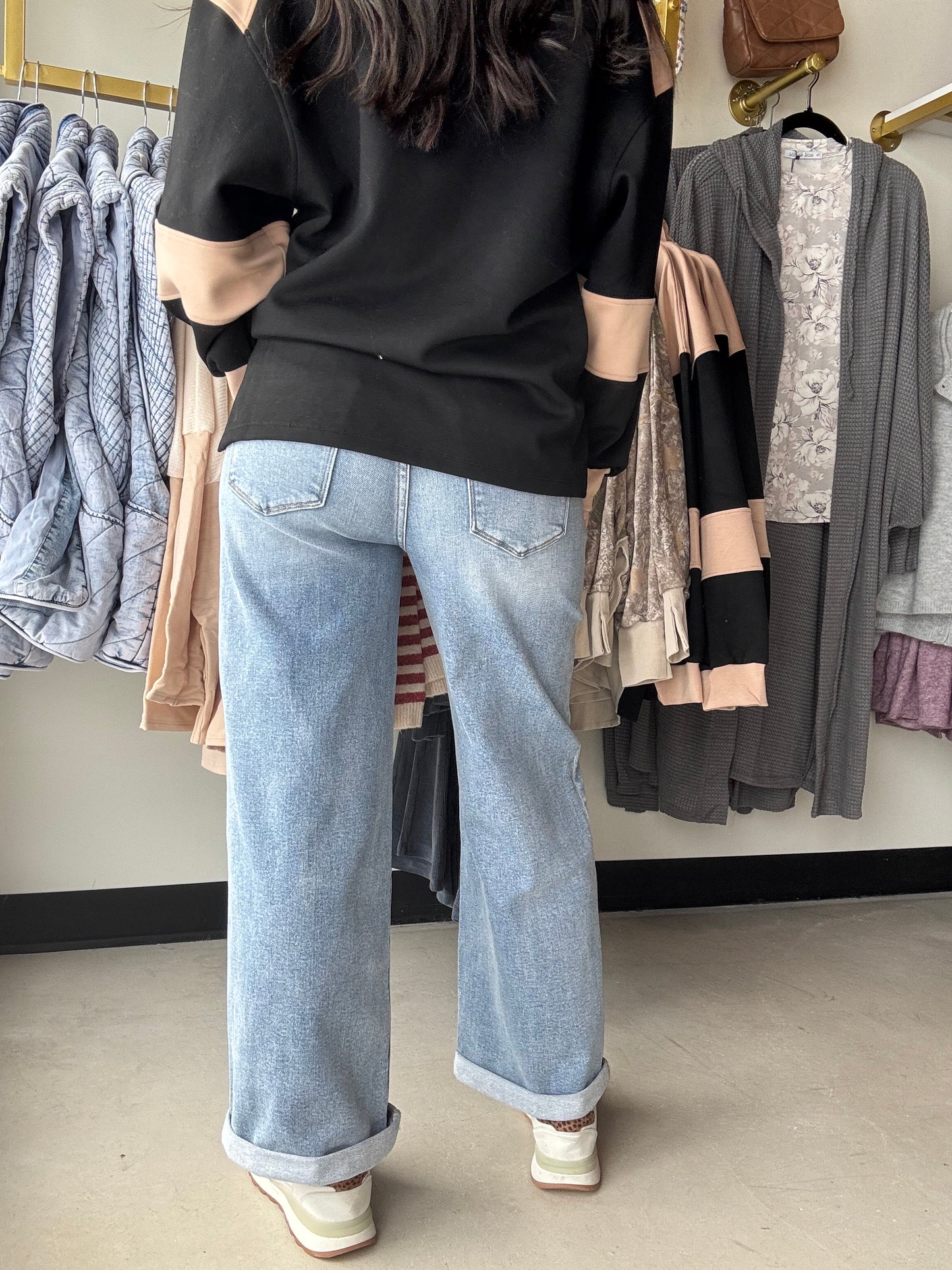 High Rise Stretch Roll Up Jean