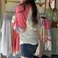 Floral Contrast Raglan Sleeve Top