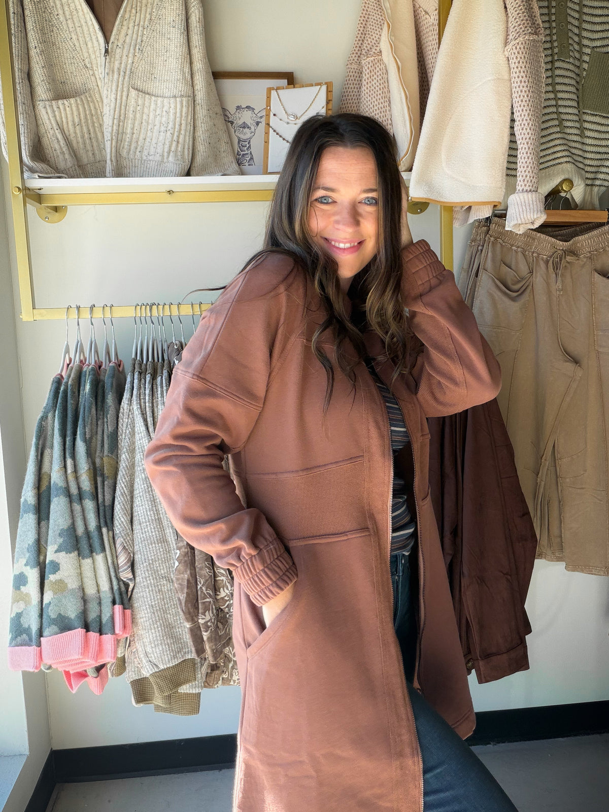 Brown Zip Up Tunic