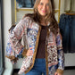 Olive Trim Floral Patch Top