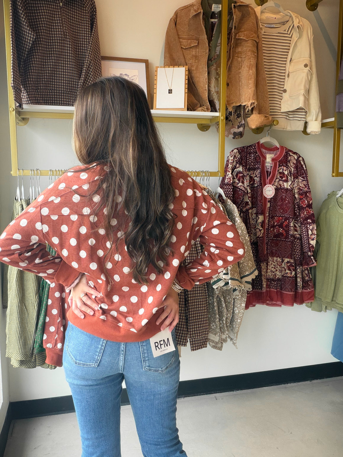 Rust Polka Dot Printed Pullover