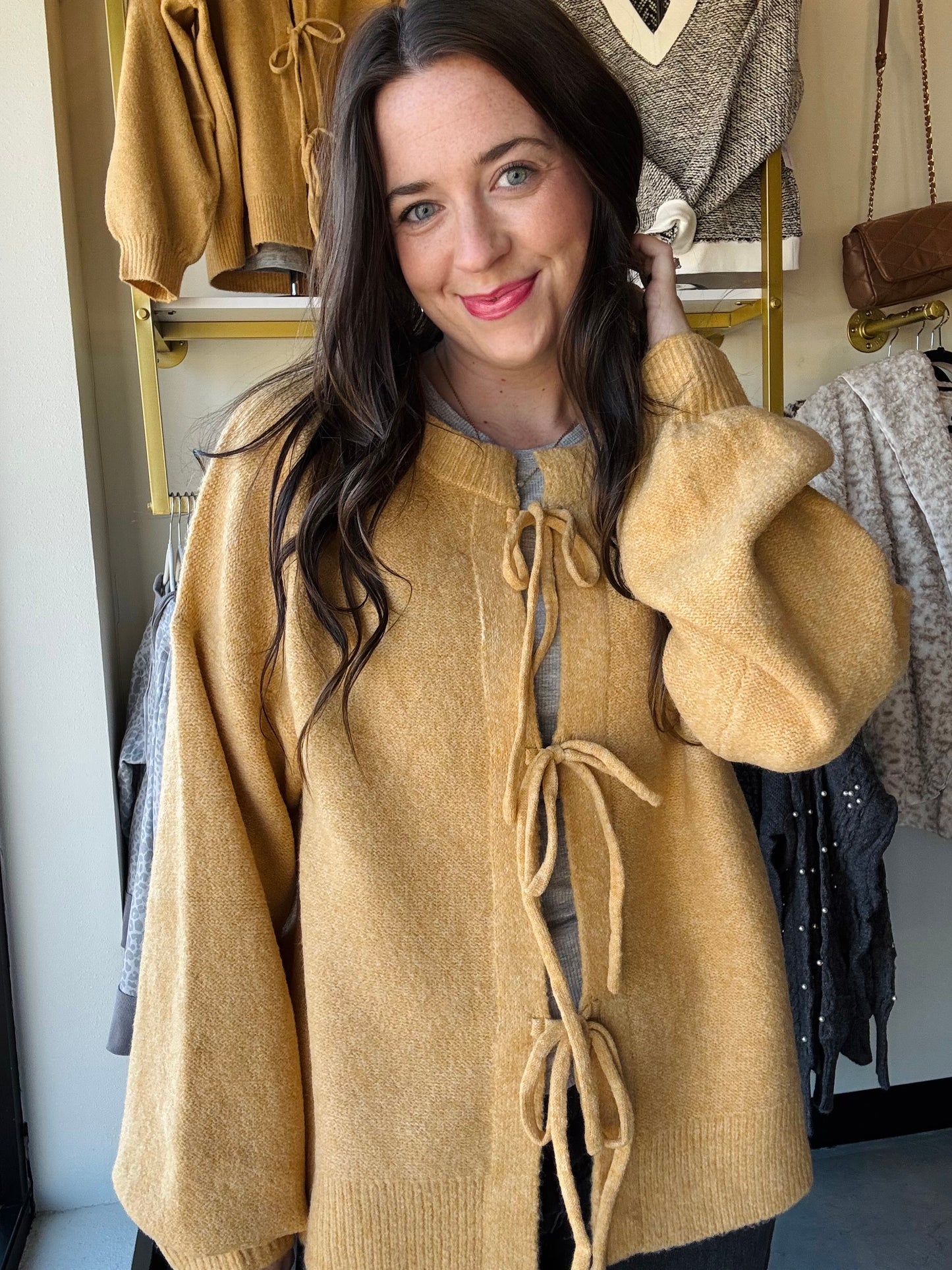 Gold Tie Closure Sweater