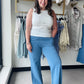 Blue Grey Knit Flare Pants