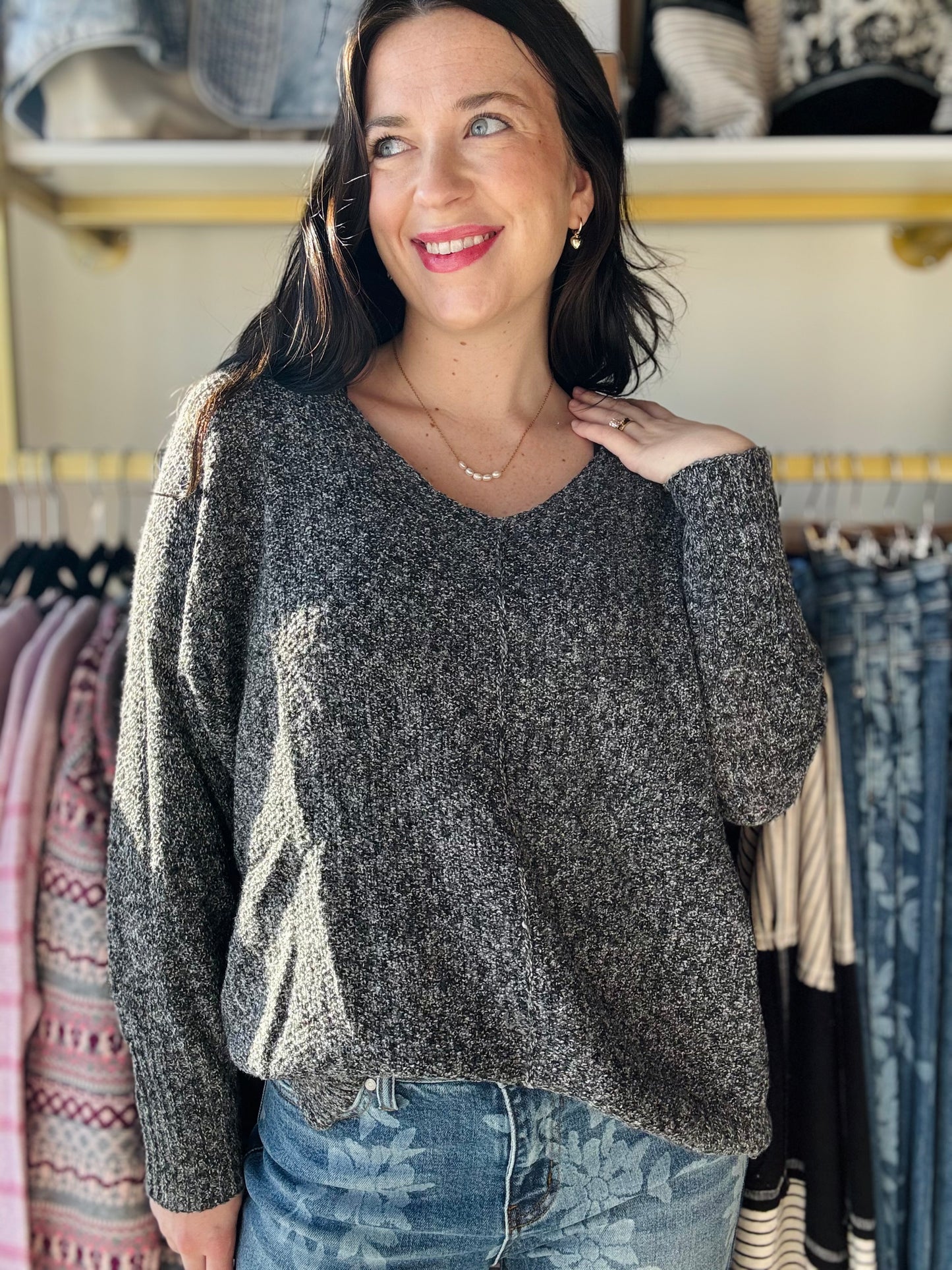 Snow Black Lightweight Sweater