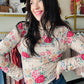 Oatmeal Marrow Hem Floral Top