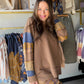 Camel Plaid Mix Thermal Top