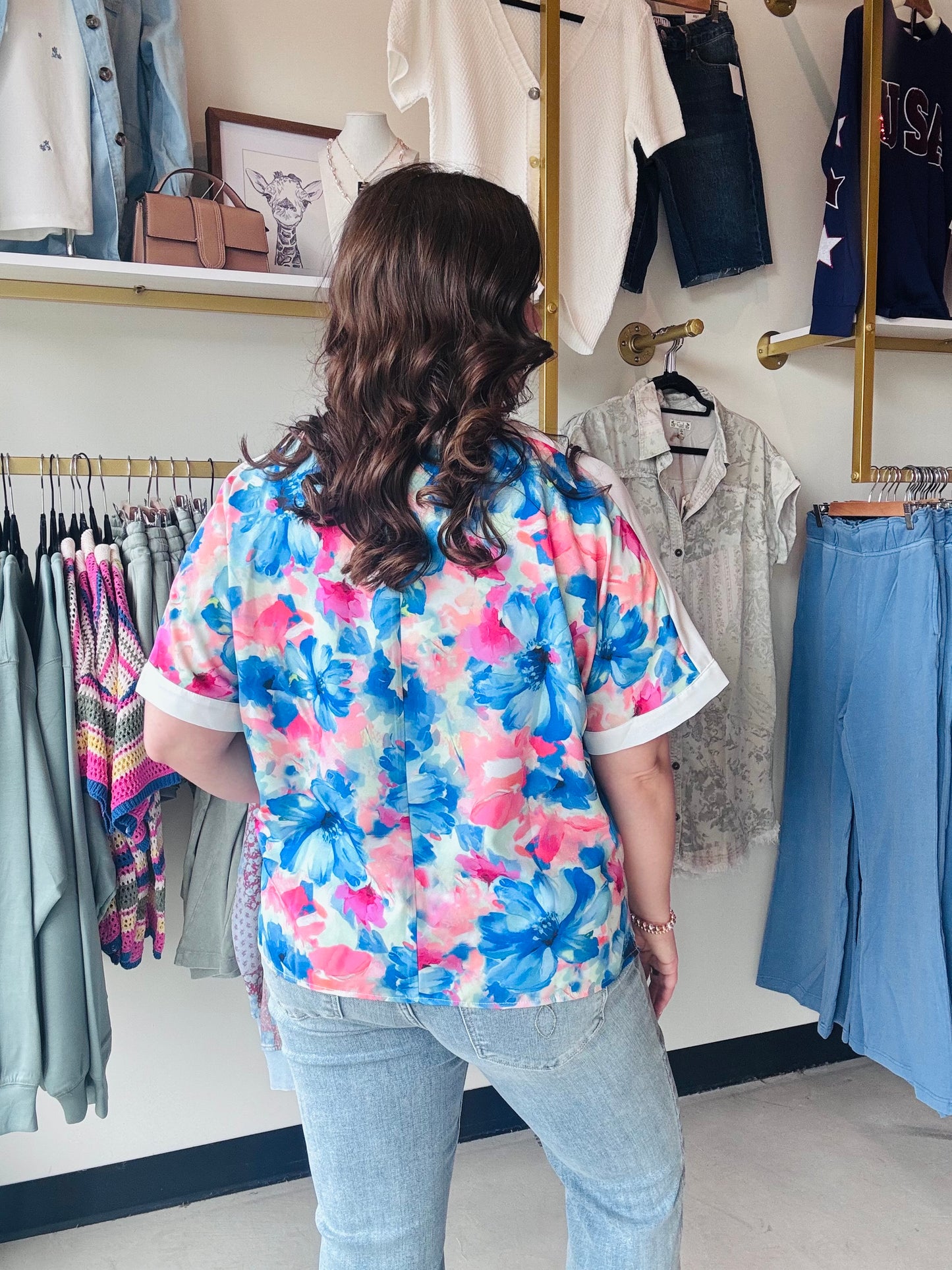 Brushstroke Blooms Floral Top