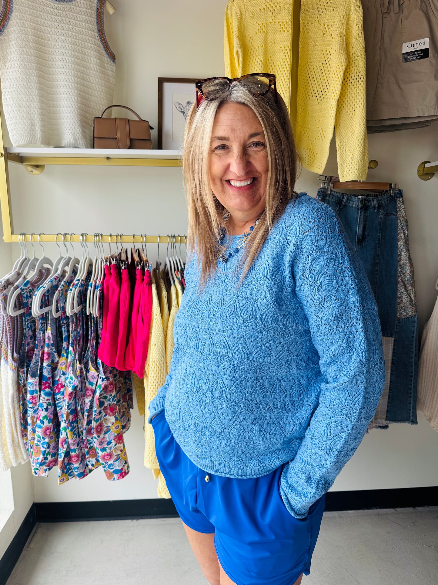 Royal Crochet Pointelle Sweater