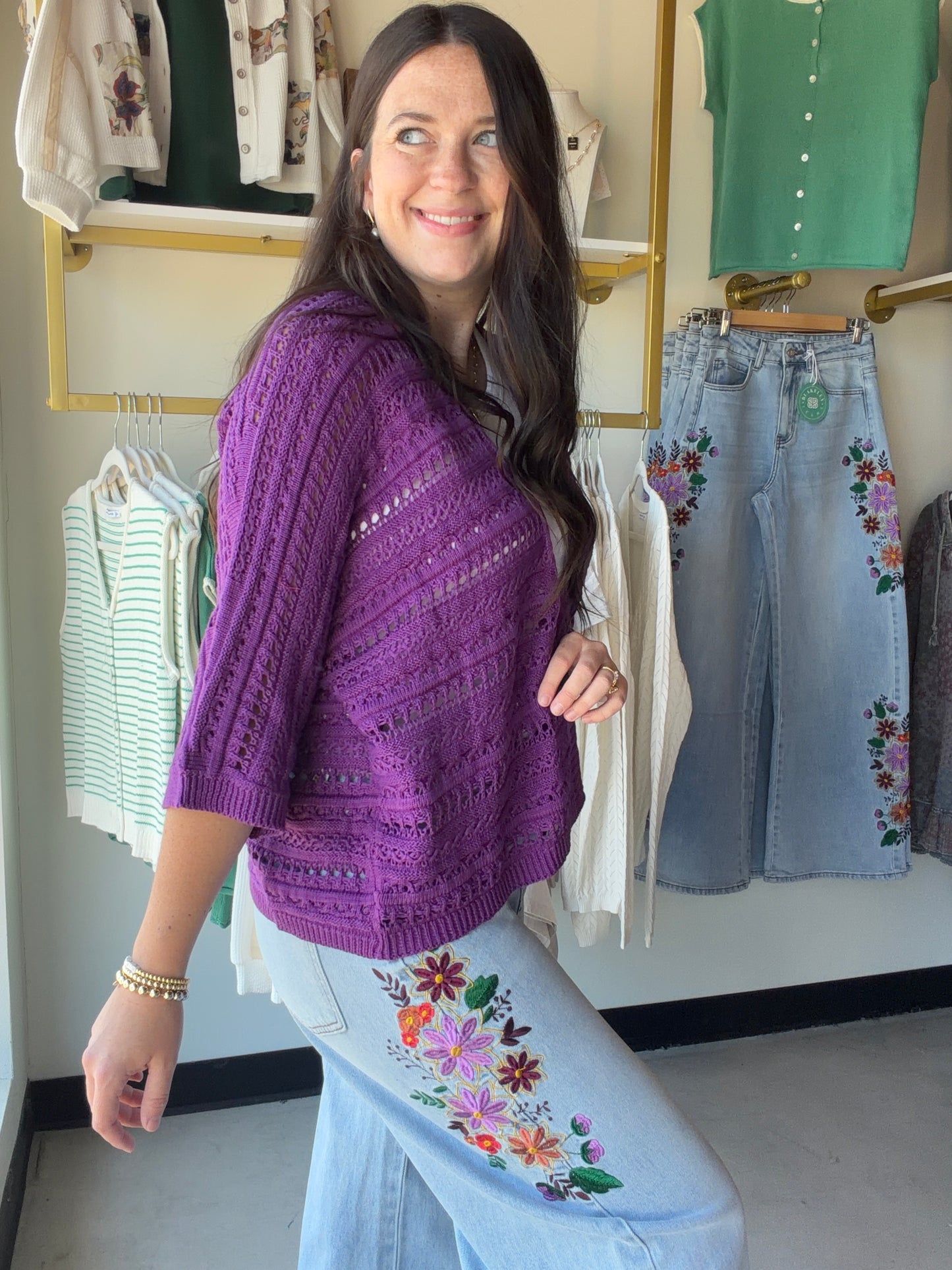 Dark Orchid Crochet Dolman Cardigan