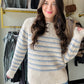 Oatmeal & Blue Pin-Tuck Sweater