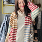 Camel Berry Color Block Cardigan
