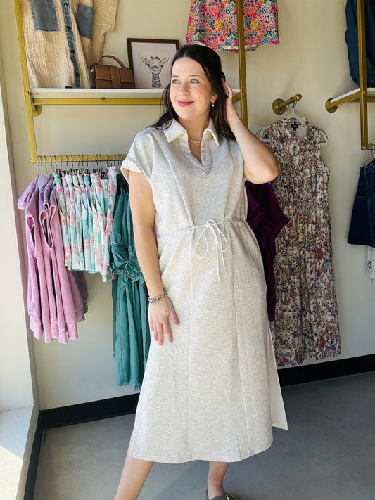 Heather White Cinch Waist Dress