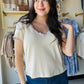 Cream Crochet Trim V Neck