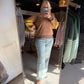 Wide Leg Washed Cuff Denim