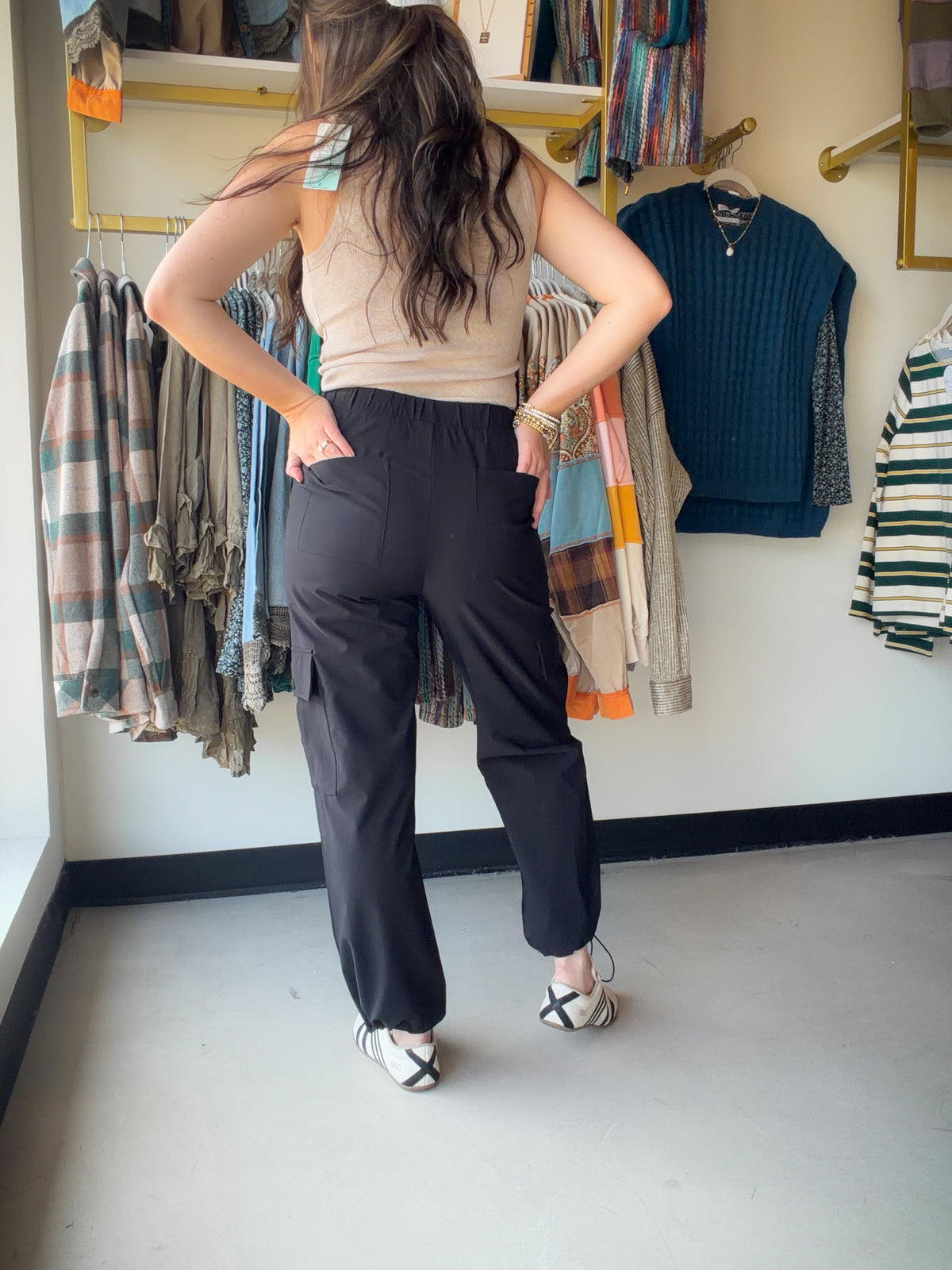 Black Cargo Drawstring Pants