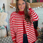 Red Striped Sweater Cardigan