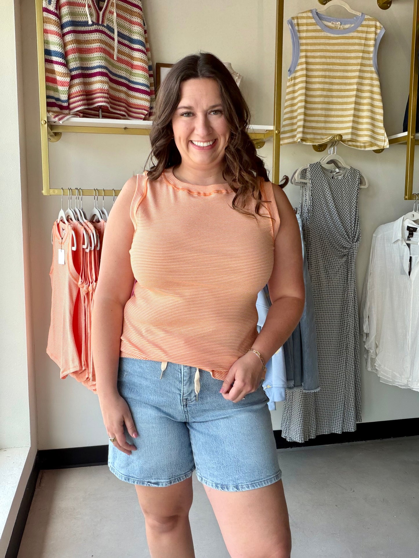 Orange Morgan Striped Tank