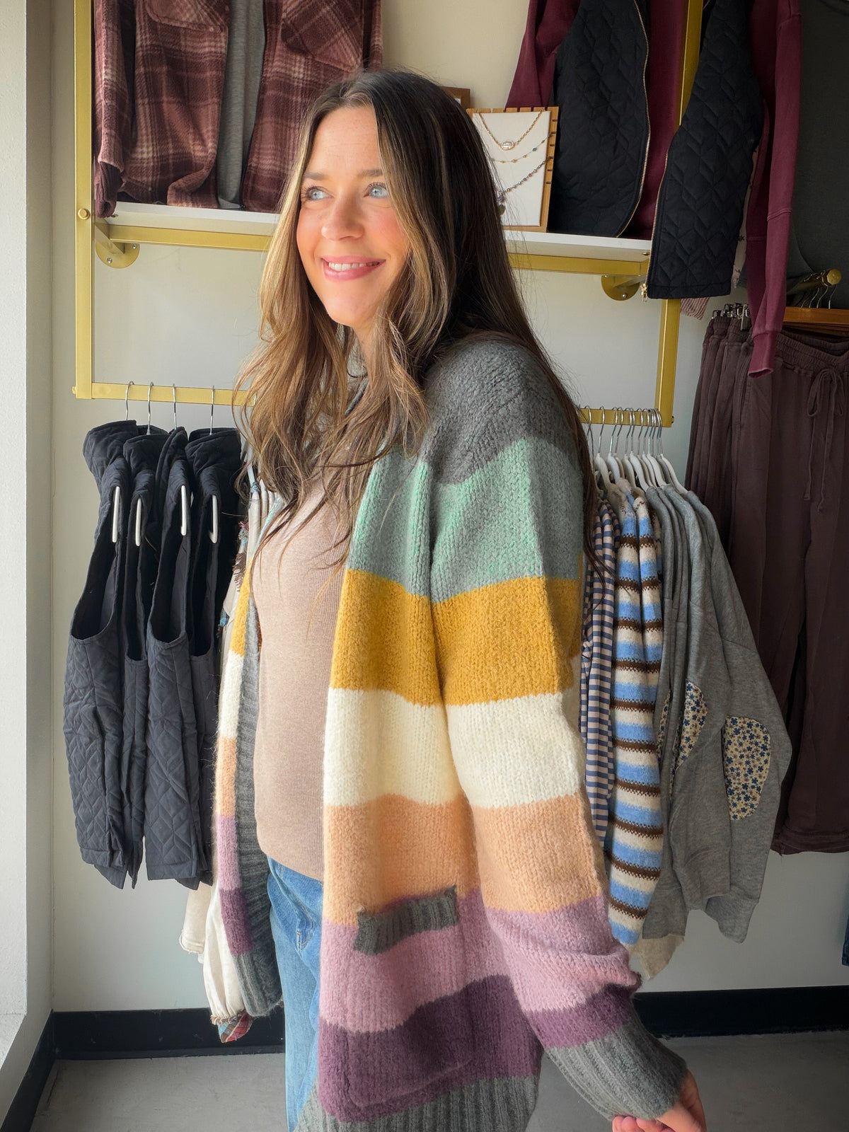 Jewel Tone Color Block Cardigan