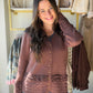 Brown Ruffle Detail Cardigan