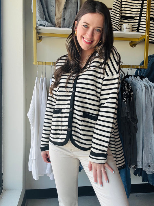 Black & White Textured Cardigan