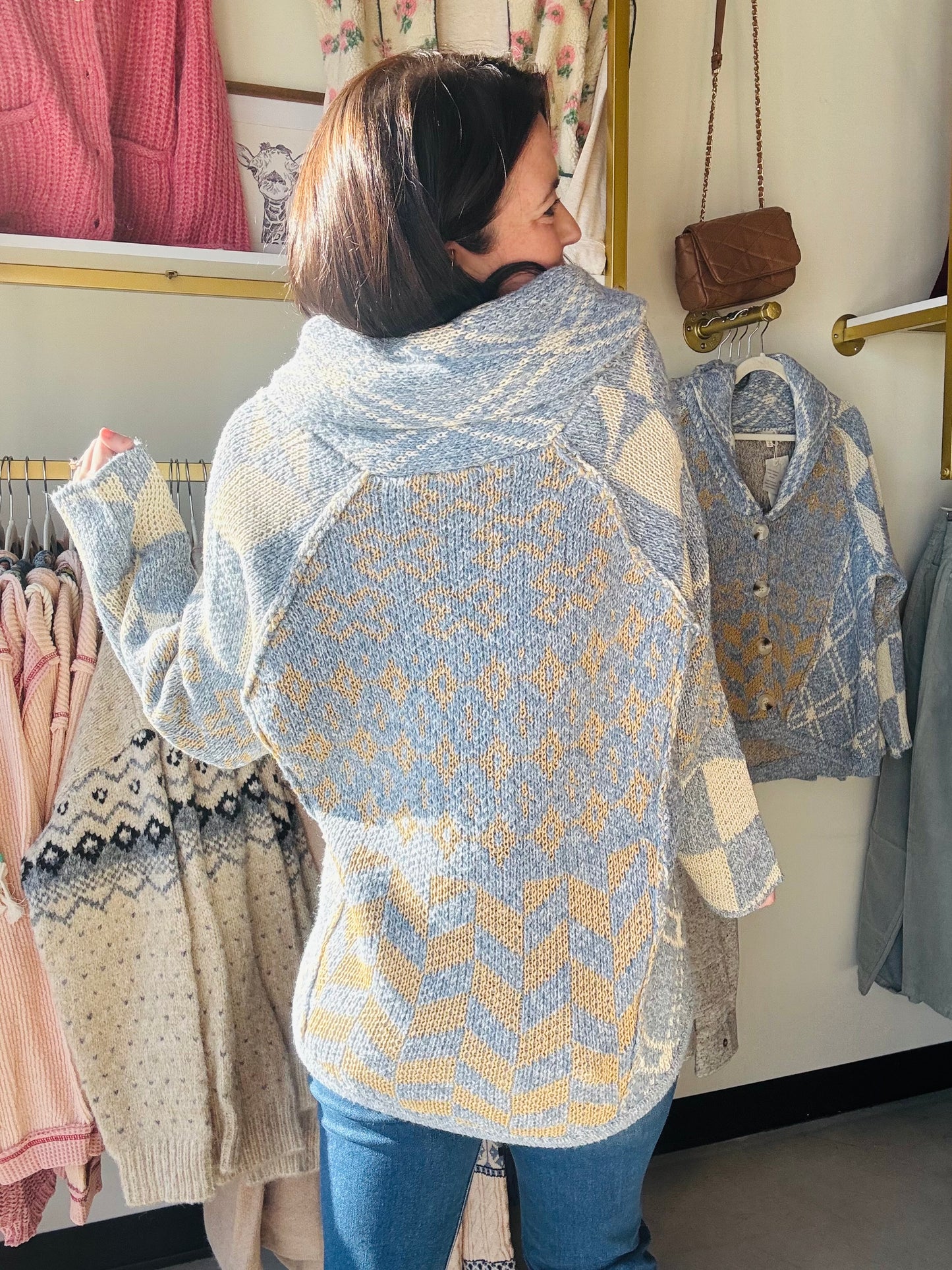 Speckled Yarn Contrast Cardigan