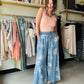 Floral Chambray Wide Leg Pants