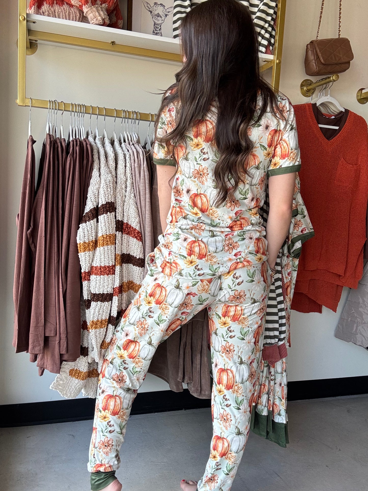 Green Pumpkin Pajama Set