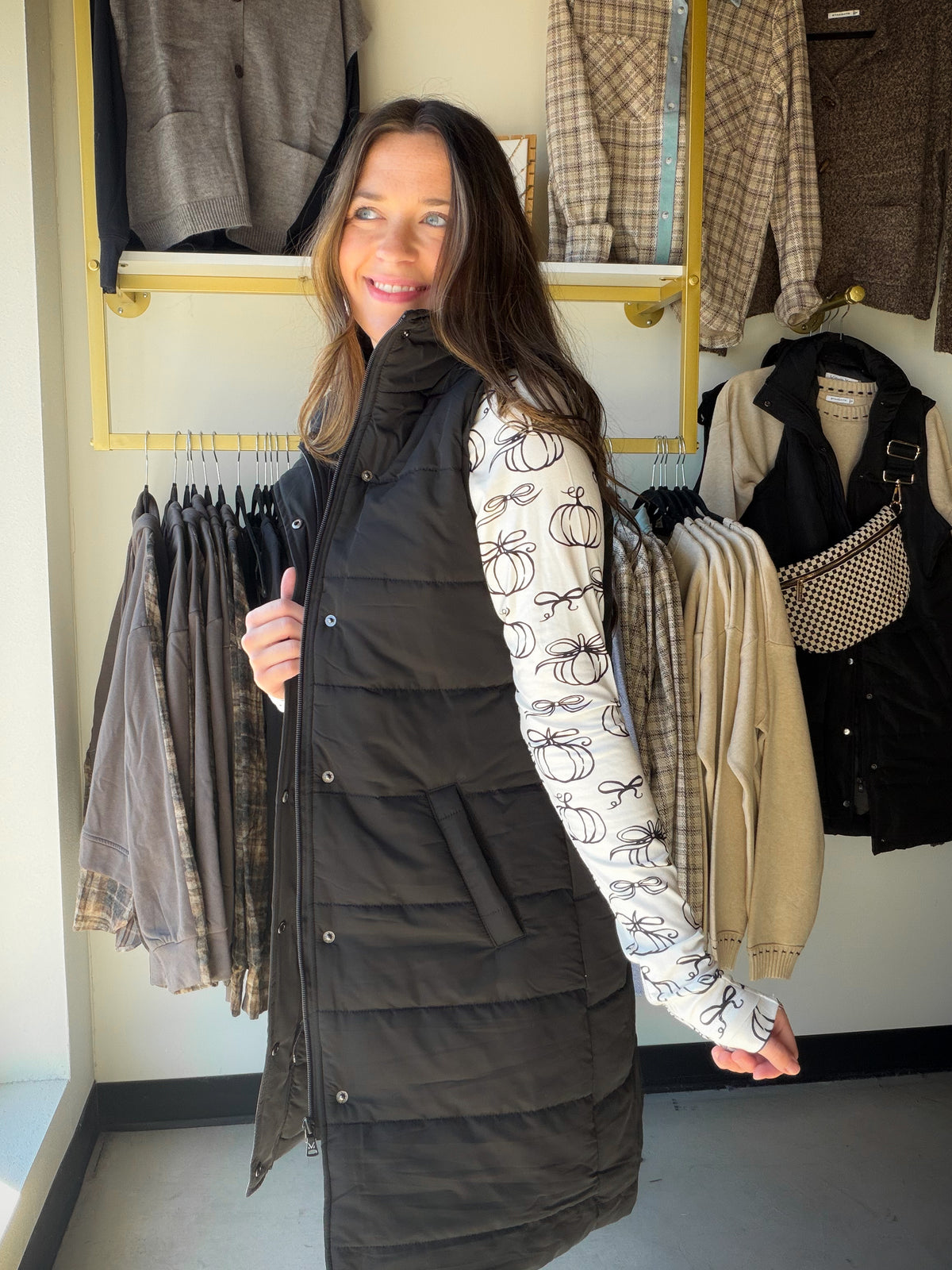 Black Harlow Long Vest