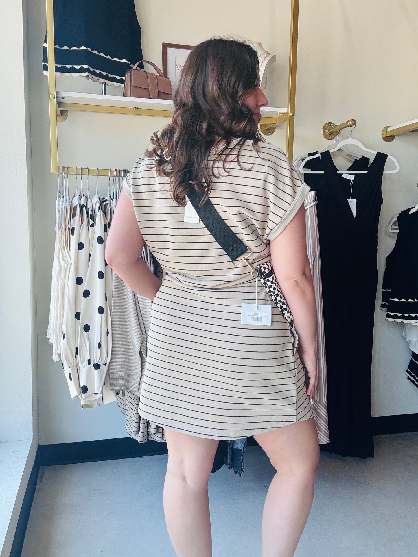 Black Stripe Gardenia Dress