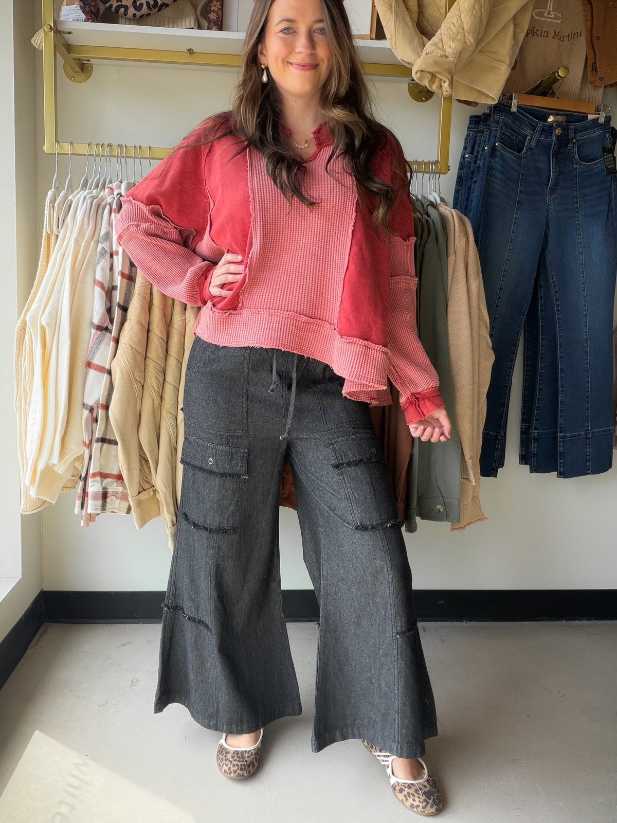 Black Fringe Wide Leg Pants