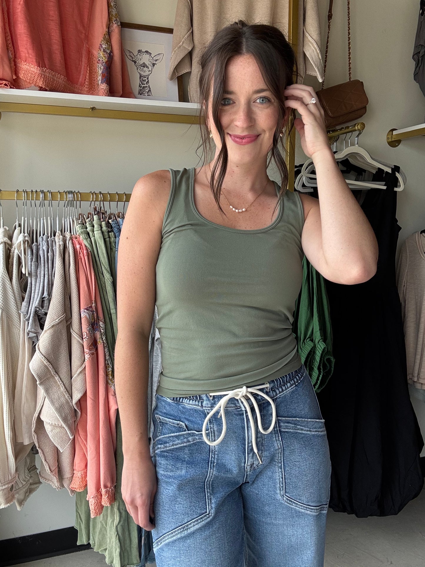 Olive U Neck Seamless Tank