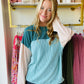 Teal Block Ribbed Longsleeve
