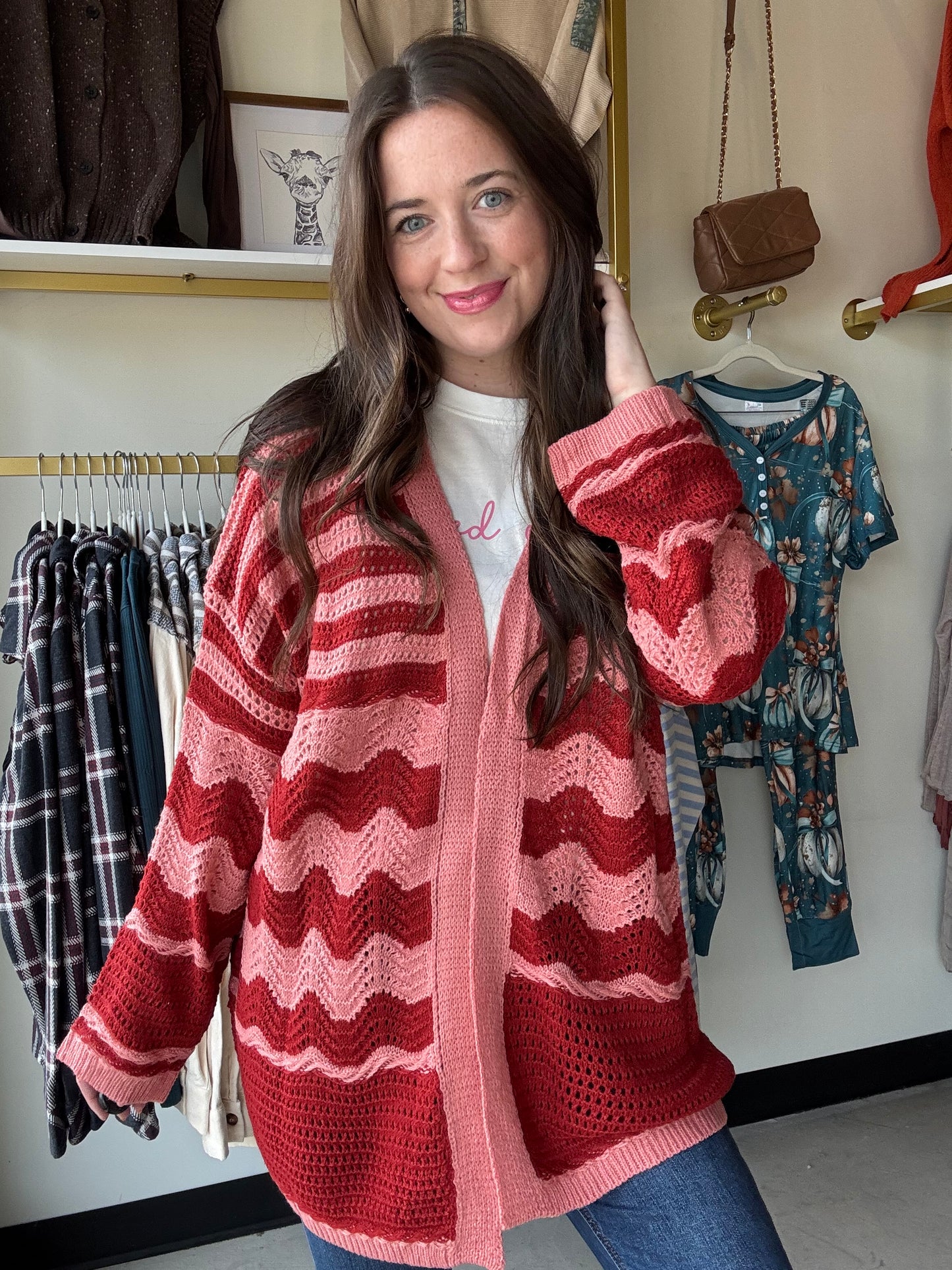 Wine Two Tone Cardigan