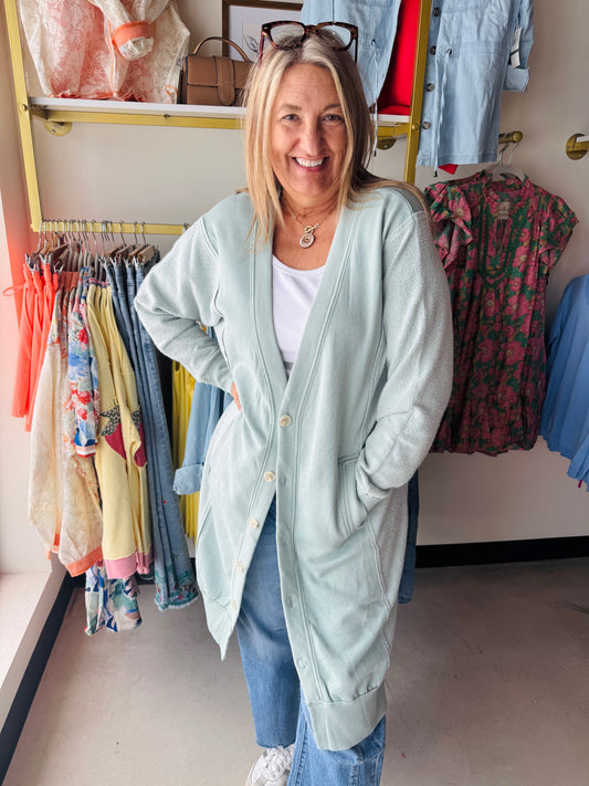 Sage Desi Sweatshirt Cardigan