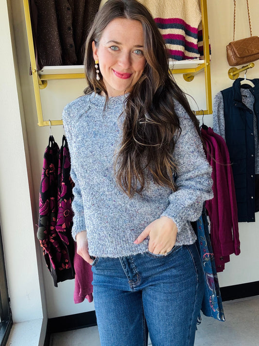 Marine Boucle Crewneck Sweater