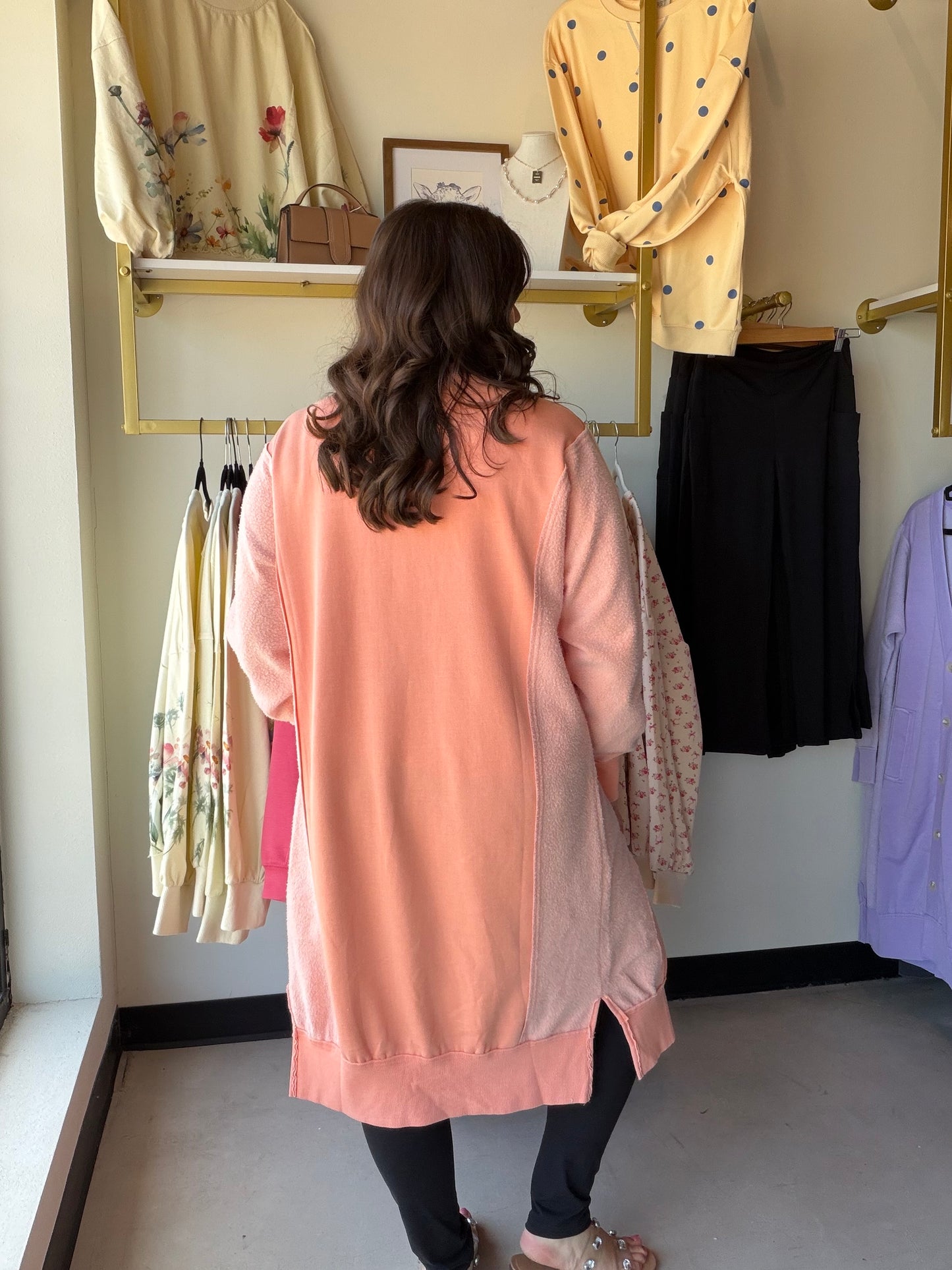Coral Desi Sweatshirt Cardigan