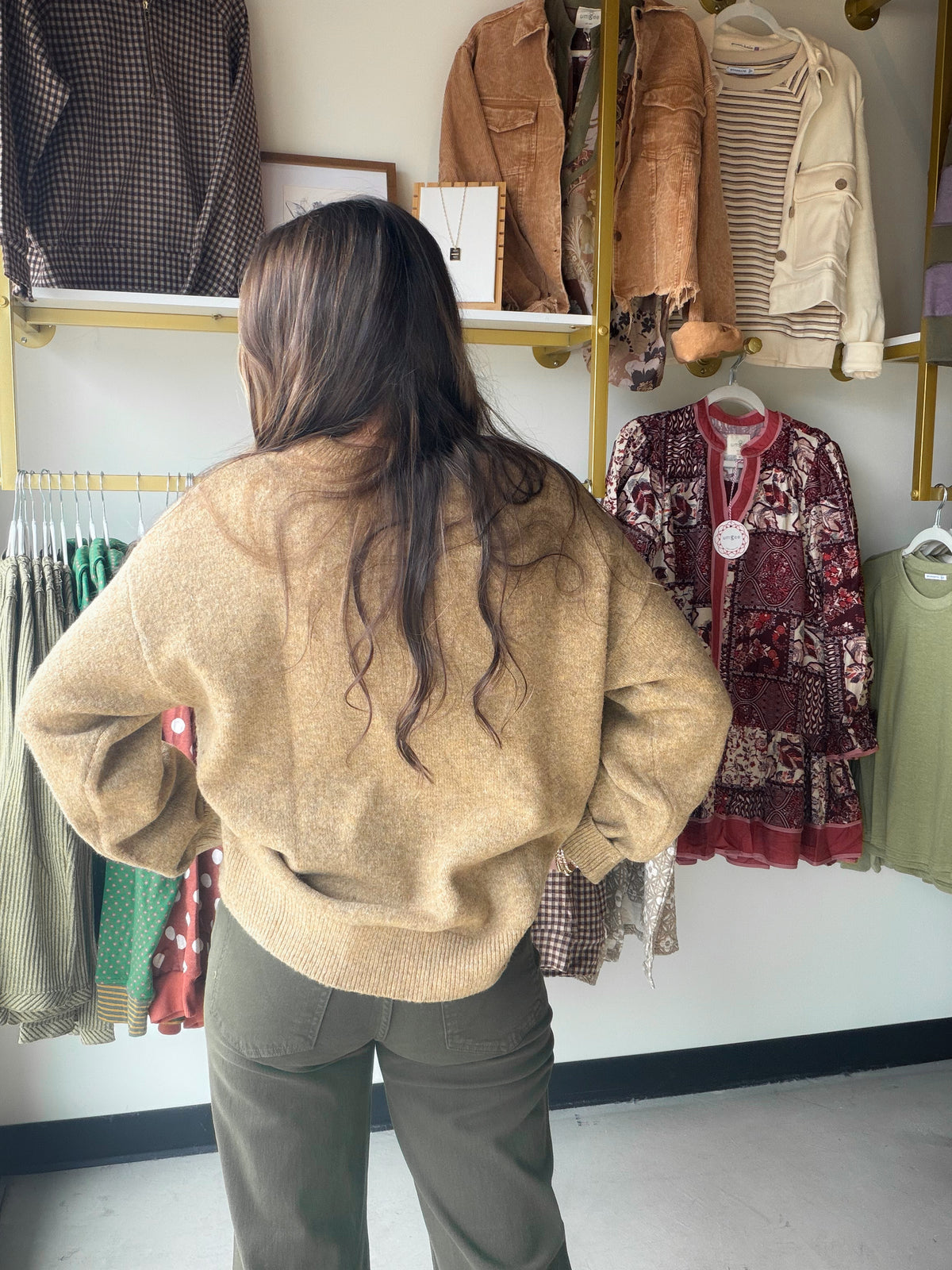 Mocha Flower Statement Sweater
