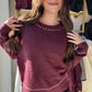 Wine Saddle Stitch Sweater