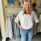 White knotted Tab Button Up