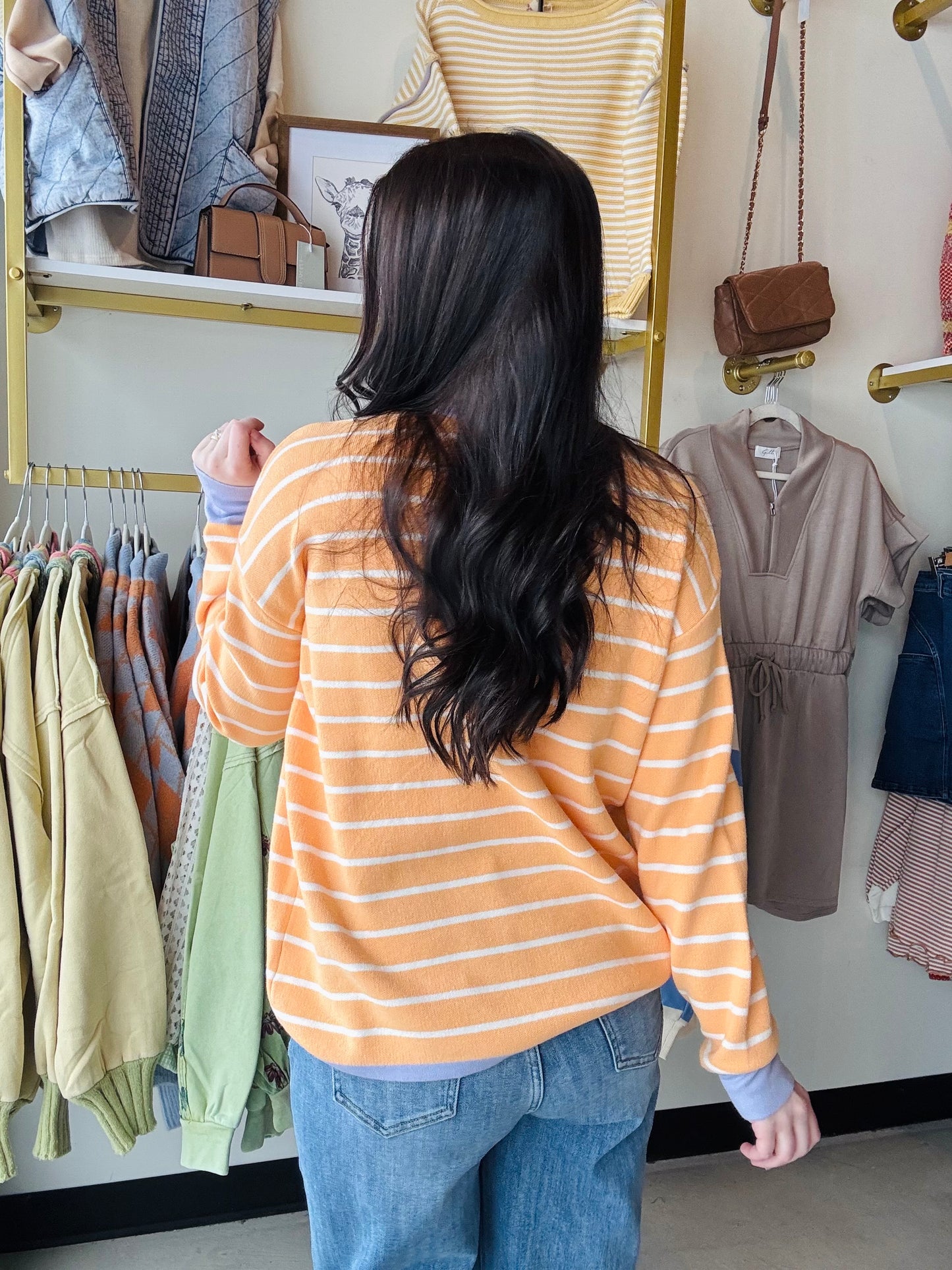 Light Orange Lilac Accent Sweater