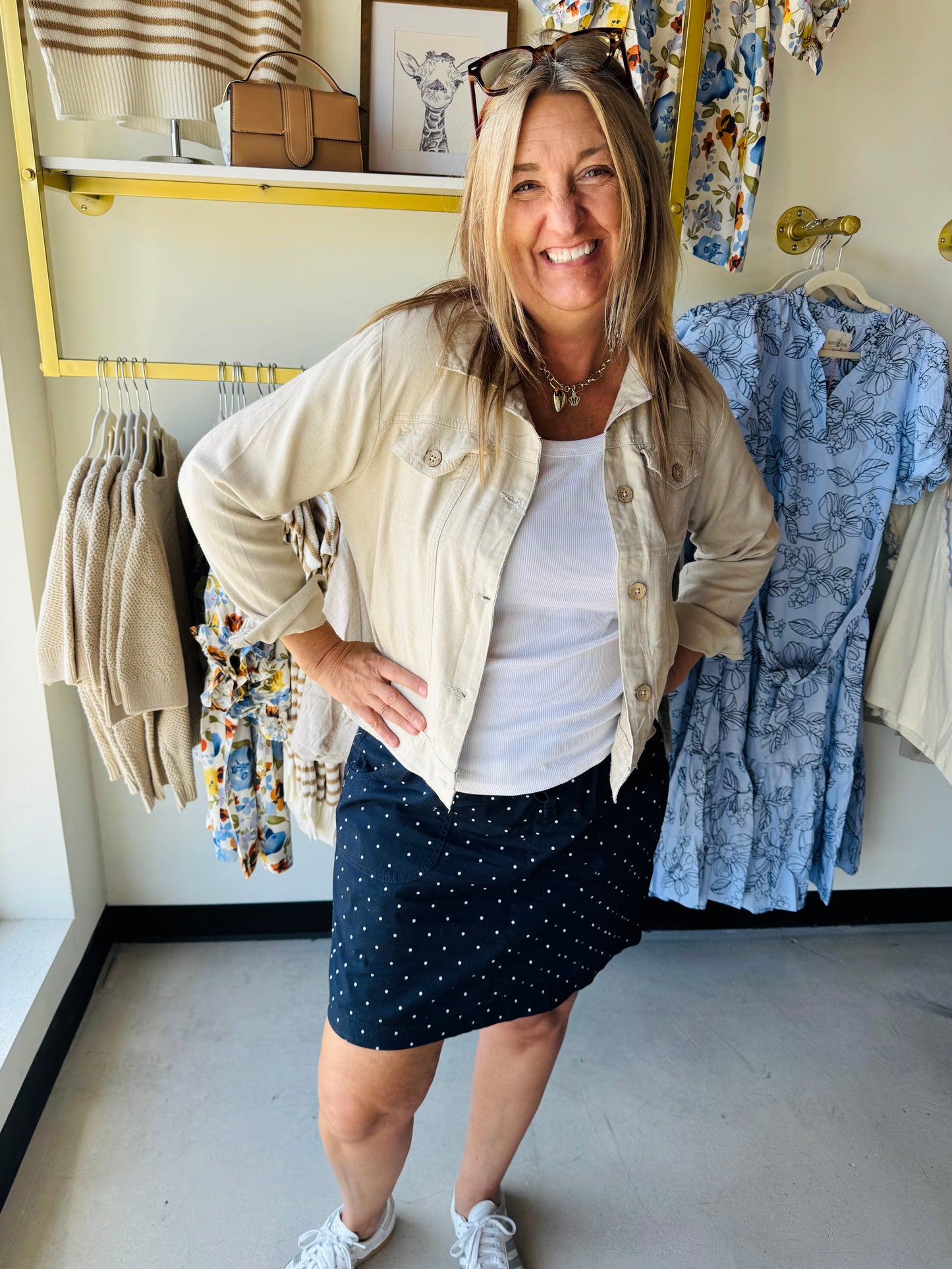 Sharon Navy Dots Skort