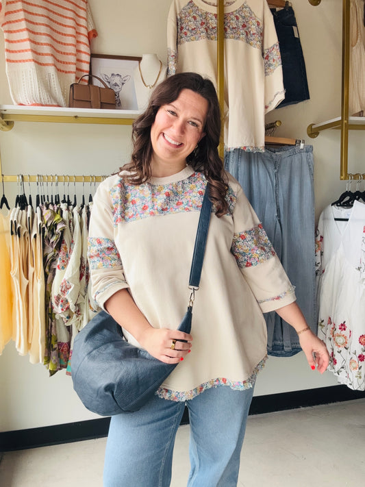 Easel

Embrace effortless boho-chic with this oversized mineral-washed terry top featuring charming mixed floral accents. Its relaxed, boxy silhouette and vintage-inspired texture provide the perfect balance of comfort and feminine style.

Soft mineral-washed terry comfort.
Relaxed, oversized, ultra-flattering fit.
Charming mixed floral print accents.
Versatile 3/4 length sleeves.
Timeless, vintage-inspired ecru hue.
Effortless, lived-in boxy silhouette.
