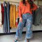 Easel&nbsp;

SIGNATURE PRINT WASHED STRETCH DENIM PANTS
-WIDE LEG DENIM BOTTOM
-BUTTON AND ZIPPER FRONT CLOSURE
-FIVE POCKET DESIGN
-RELAXED WIDE LEG SILHOUETTE
-BOLD COLORFUL FLORAL DESIGN
-SMALL MEASUREMENTS : INSEAM - 27" OUTSEAM - 37.5" &amp; WAIST - 13.75"


Fabric: DENIM
Content: 75%COTTON 24%POLY 1%SPAN&nbsp;
SIGNATURE PRINT WASHED STRETCH DENIM PANTS