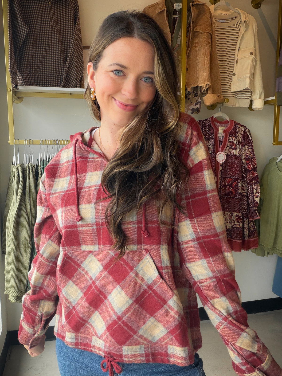 Red Brick Flannel Hoodie