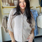 Oatmeal Dolman Sleeve Button Up