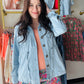 Light Wash Tie Waist Jacket