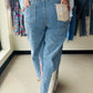 Patchwork Detail Wide Leg Denim